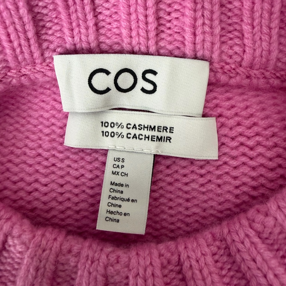 Cos Chunky Pure Cashmere Crew Neck Sweater In Pink - Picture 8 of 9
